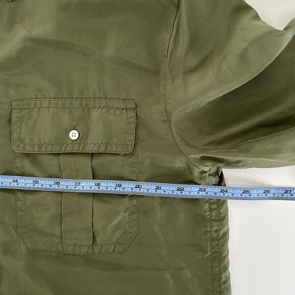 NWT Banana Republic Silk Top Womens Size L Green Long Utility Blouse Career - Picture 9 of 13